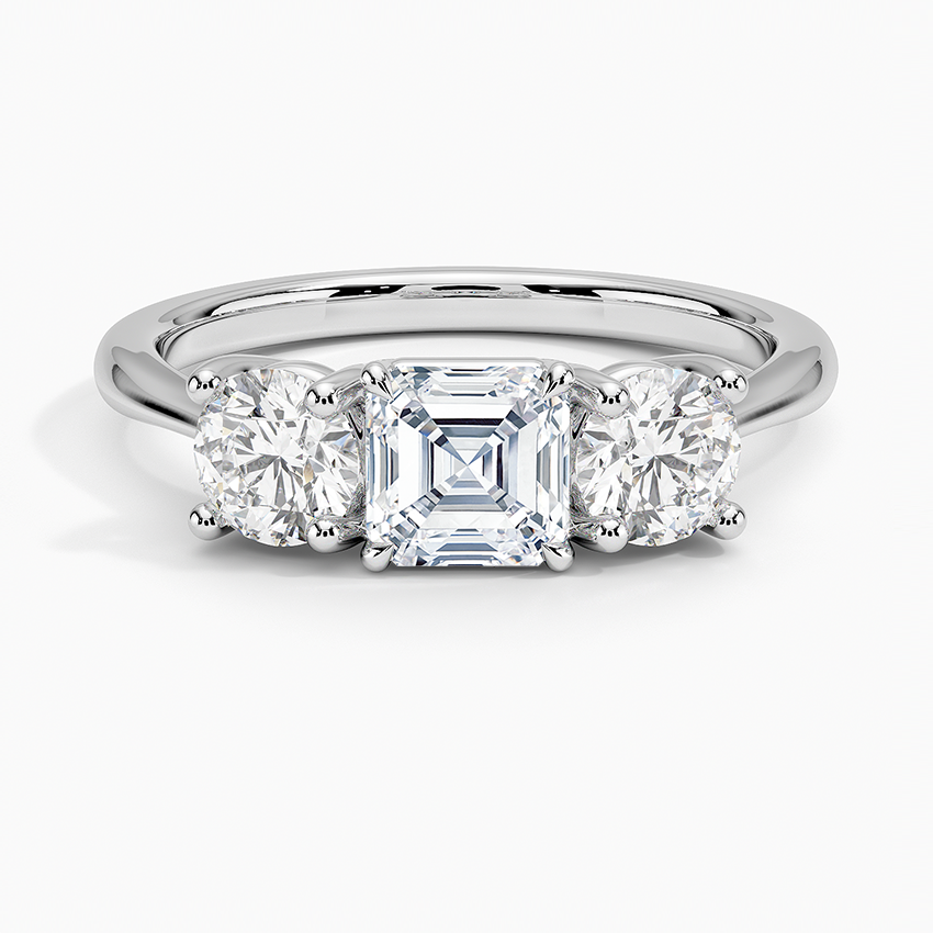 Luxe Selene Three Stone Diamond Ring (2/3 ct. tw.) Platinum Asscher Engagement Ring