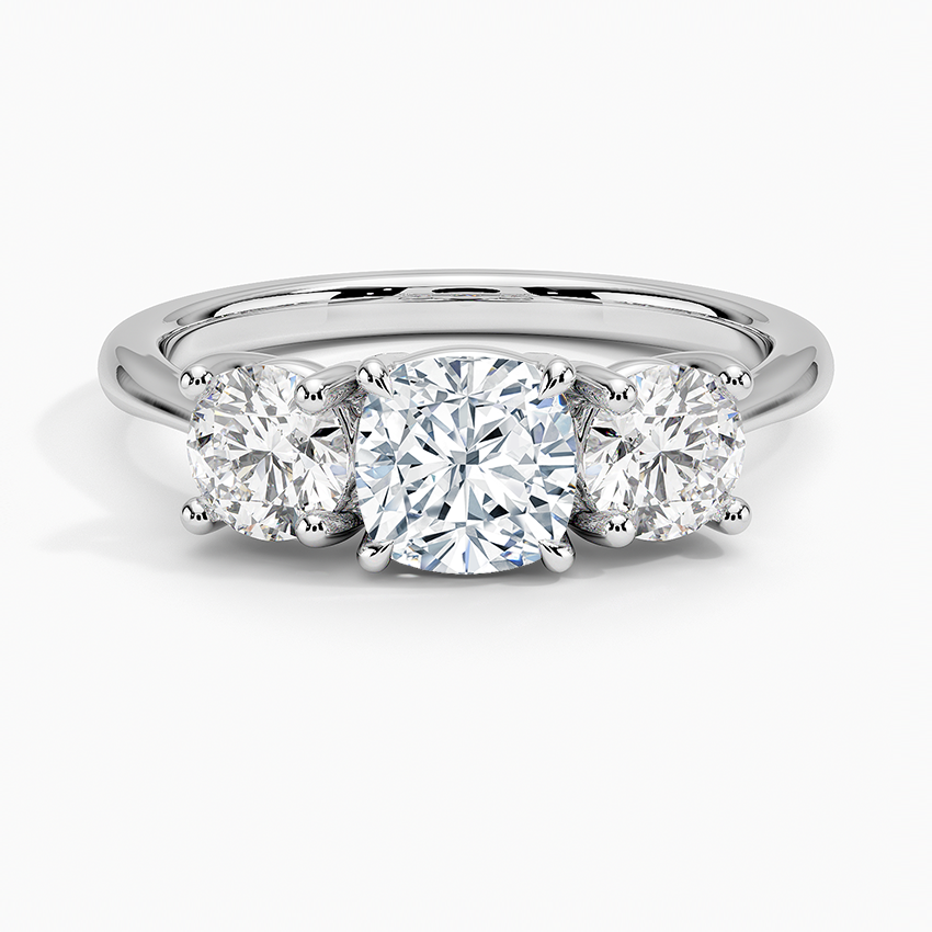 Luxe Selene Three Stone Diamond Ring (2/3 ct. tw.) Platinum Cushion Engagement Ring