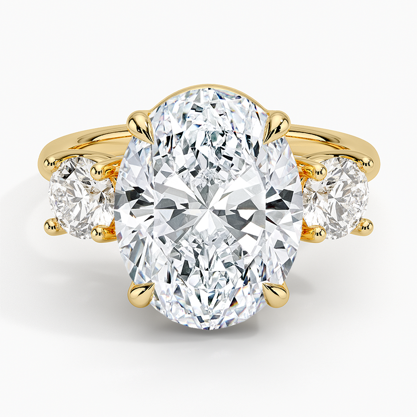 Luxe Selene Three Stone Diamond Ring (2/3 ct. tw.) Yellow Gold 18k Oval Engagement Ring