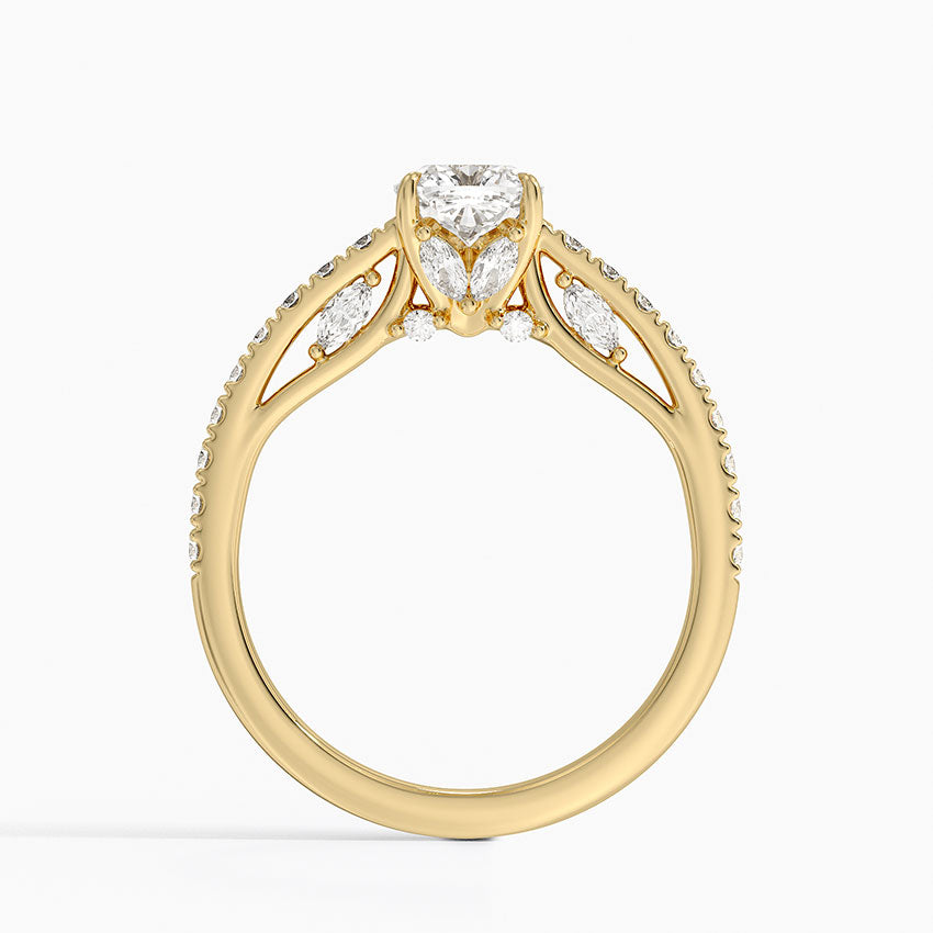 Secret Garden Adorned Gallery Diamond Ring (1/2 ct. tw.) Yellow Gold 18k Cushion Engagement Ring
