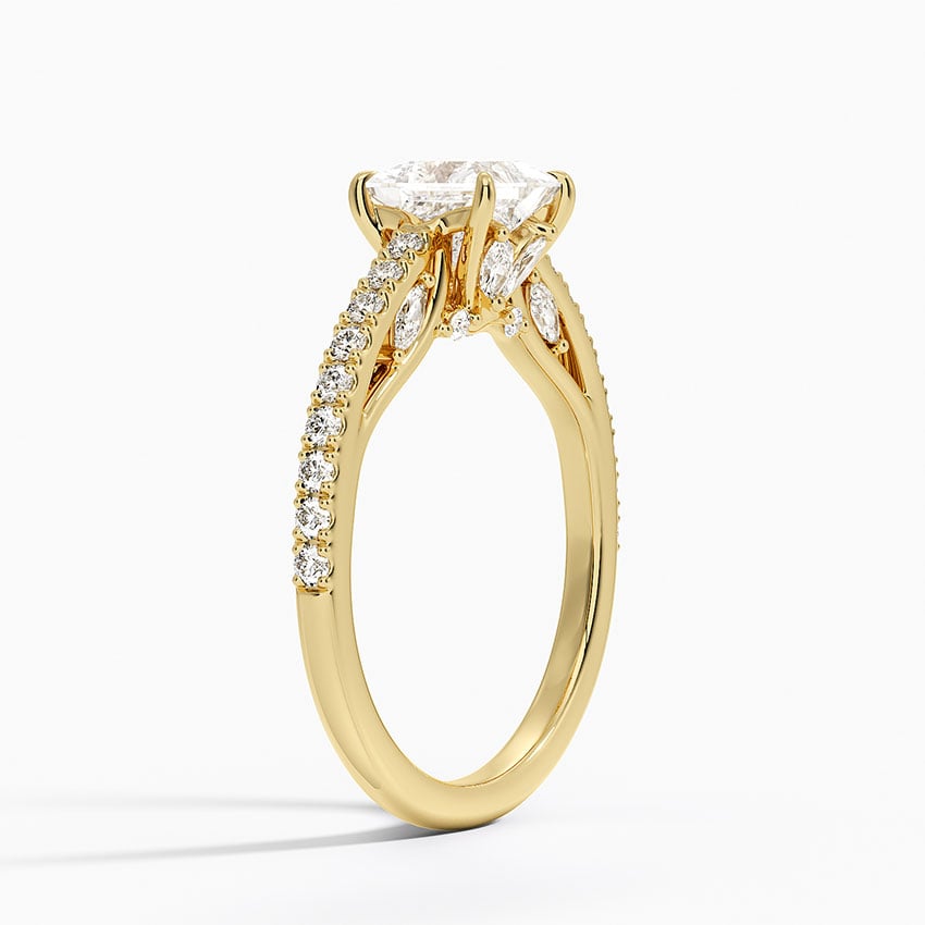 Secret Garden Adorned Gallery Diamond Ring (1/2 ct. tw.) Yellow Gold 18k Princess Engagement Ring