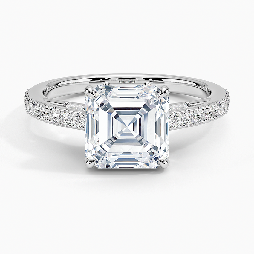 Secret Garden Adorned Gallery Diamond Ring (1/2 ct. tw.) Platinum Asscher Engagement Ring