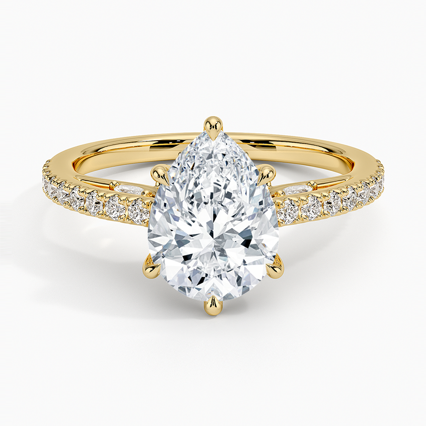 Secret Garden Adorned Gallery Diamond Ring (1/2 ct. tw.) Yellow Gold 18k Pear Engagement Ring
