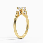 Secret Garden Gallery Three Stone Diamond Ring Yellow Gold 18k Asscher Engagement Ring