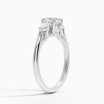 Secret Garden Gallery Three Stone Diamond Ring Platinum Cushion Engagement Ring
