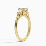 Secret Garden Gallery Three Stone Diamond Ring Yellow Gold 18k Cushion Engagement Ring