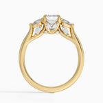 Secret Garden Gallery Three Stone Diamond Ring Yellow Gold 18k Emerald Engagement Ring