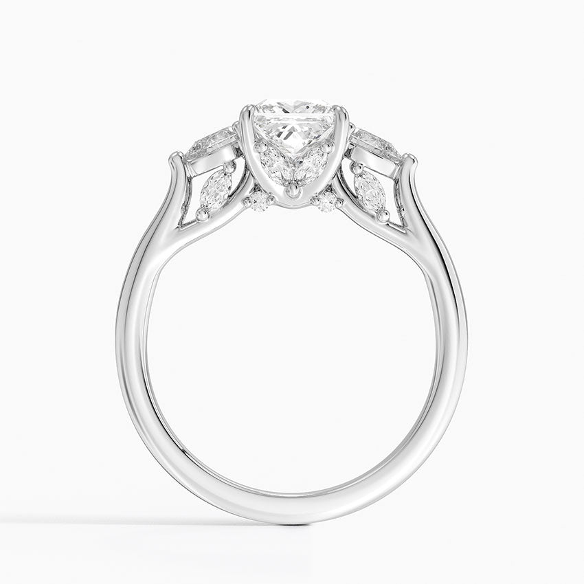 Secret Garden Gallery Three Stone Diamond Ring Platinum Princess Engagement Ring