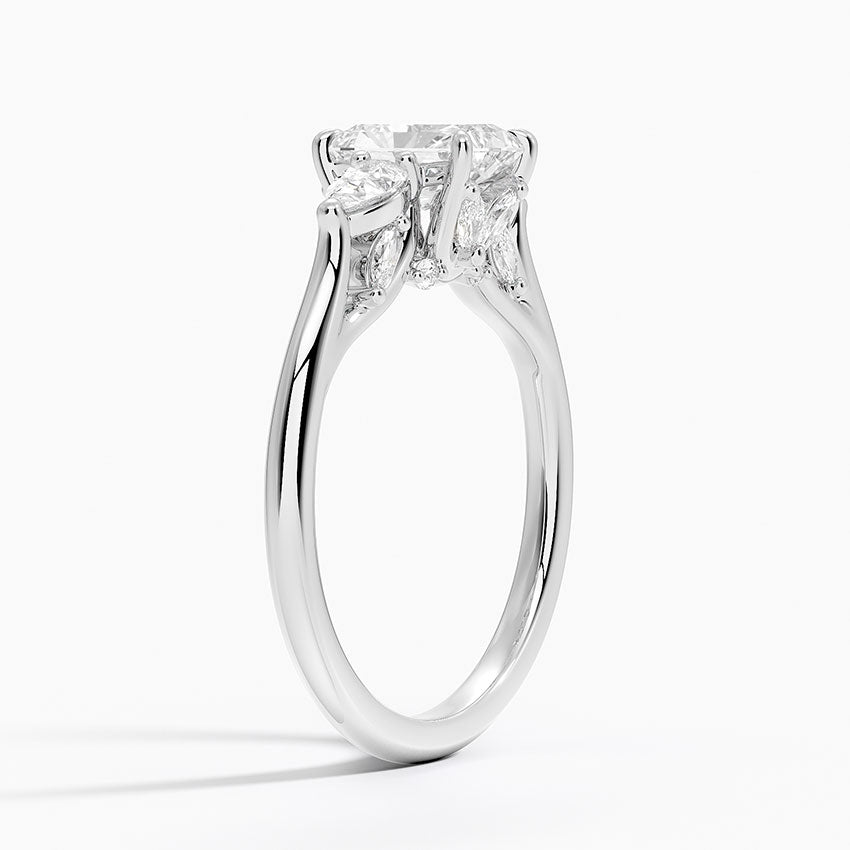 Secret Garden Gallery Three Stone Diamond Ring Platinum Radiant Engagement Ring