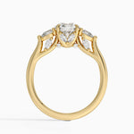Secret Garden Gallery Three Stone Diamond Ring Yellow Gold 18k Round Engagement Ring