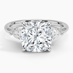 Secret Garden Gallery Three Stone Diamond Ring Platinum Cushion Engagement Ring