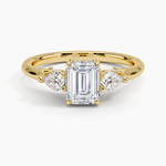 Secret Garden Gallery Three Stone Diamond Ring Yellow Gold 18k Emerald Engagement Ring