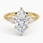 Secret Garden Gallery Three Stone Diamond Ring Yellow Gold 18k Marquise Engagement Ring