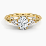 Secret Garden Gallery Three Stone Diamond Ring Yellow Gold 18k Oval Engagement Ring