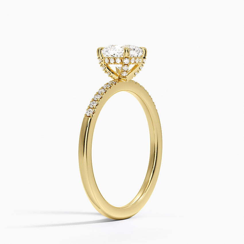 Viviana One-Quarter Coverage Diamond Ring Yellow Gold 18k Cushion Engagement Ring