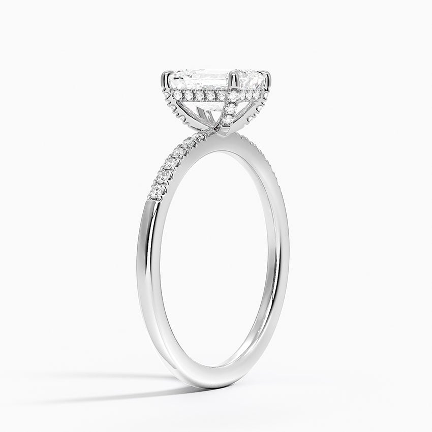 Viviana One-Quarter Coverage Diamond Ring Platinum Emerald Engagement Ring