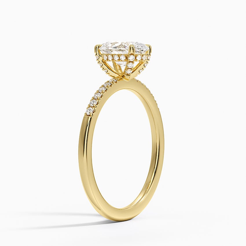 Viviana One-Quarter Coverage Diamond Ring Yellow Gold 18k Oval Engagement Ring