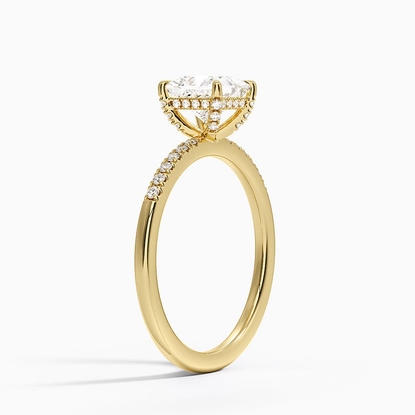 Viviana One-Quarter Coverage Diamond Ring Yellow Gold 18k Princess Engagement Ring