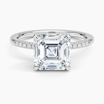 Viviana One-Quarter Coverage Diamond Ring Platinum Asscher Engagement Ring