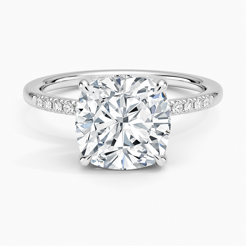 Viviana One-Quarter Coverage Diamond Ring Platinum Cushion Engagement Ring