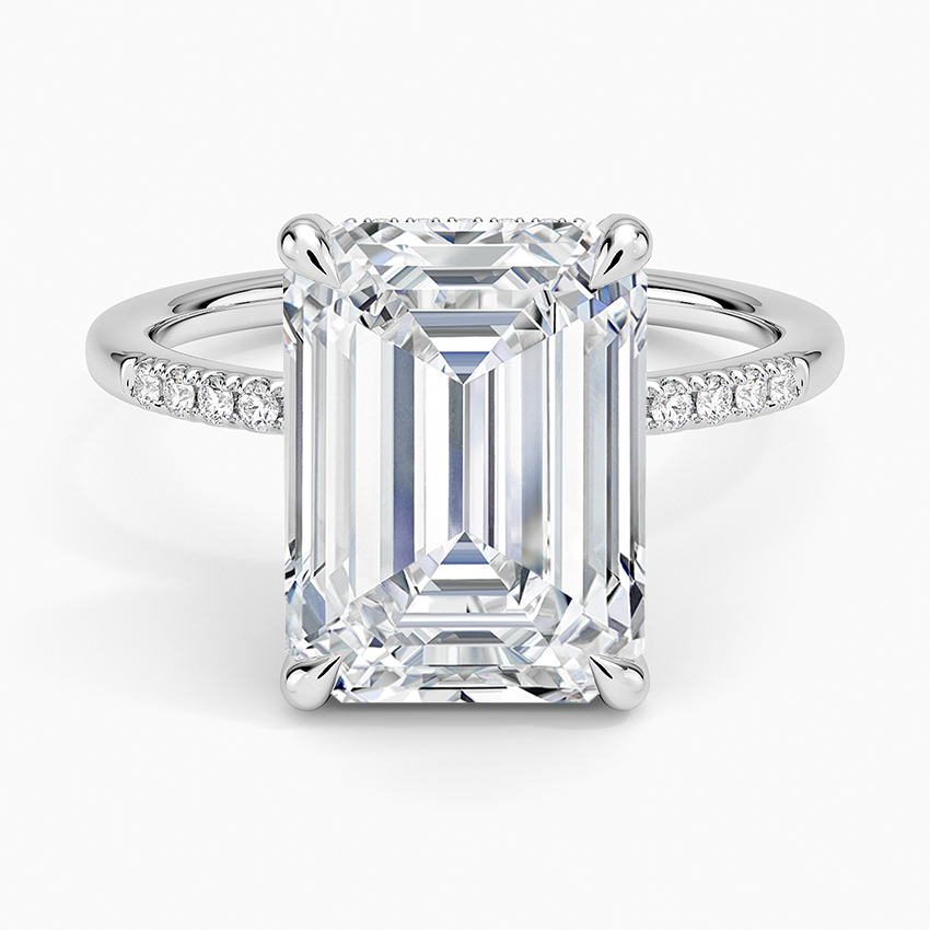 Viviana One-Quarter Coverage Diamond Ring Platinum Emerald Engagement Ring