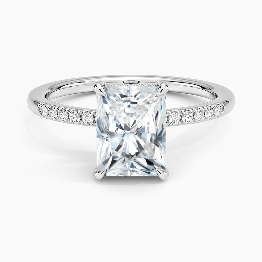 Viviana One-Quarter Coverage Diamond Ring Platinum Radiant Engagement Ring