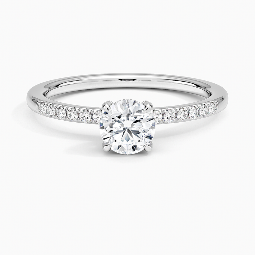 Viviana One-Quarter Coverage Diamond Ring Platinum Round Engagement Ring