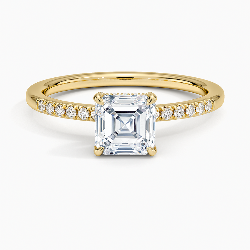 Viviana One-Quarter Coverage Diamond Ring Yellow Gold 18k Asscher Engagement Ring