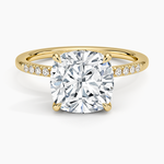 Viviana One-Quarter Coverage Diamond Ring Yellow Gold 18k Cushion Engagement Ring