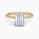 Viviana One-Quarter Coverage Diamond Ring Yellow Gold 18k Emerald Engagement Ring