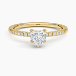 Viviana One-Quarter Coverage Diamond Ring Yellow Gold 18k Heart Engagement Ring