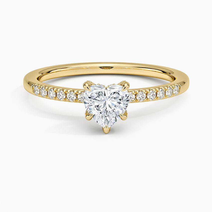 Viviana One-Quarter Coverage Diamond Ring Yellow Gold 18k Heart Engagement Ring