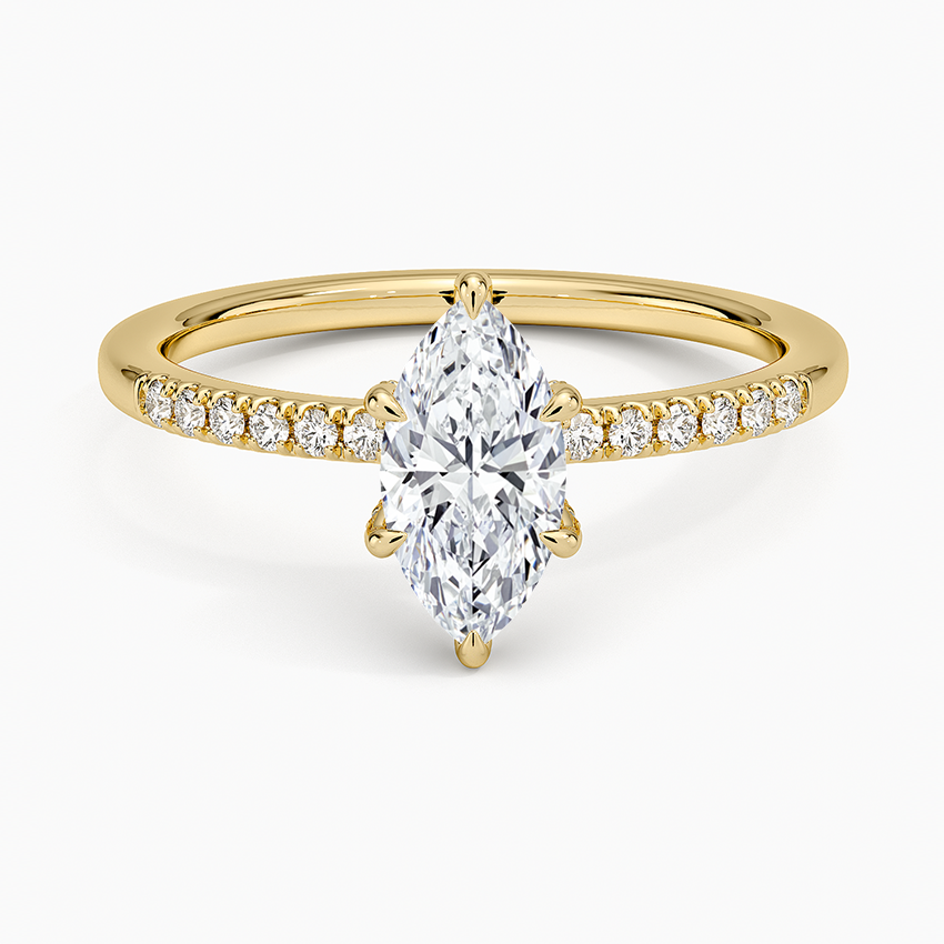 Viviana One-Quarter Coverage Diamond Ring Yellow Gold 18k Marquise Engagement Ring