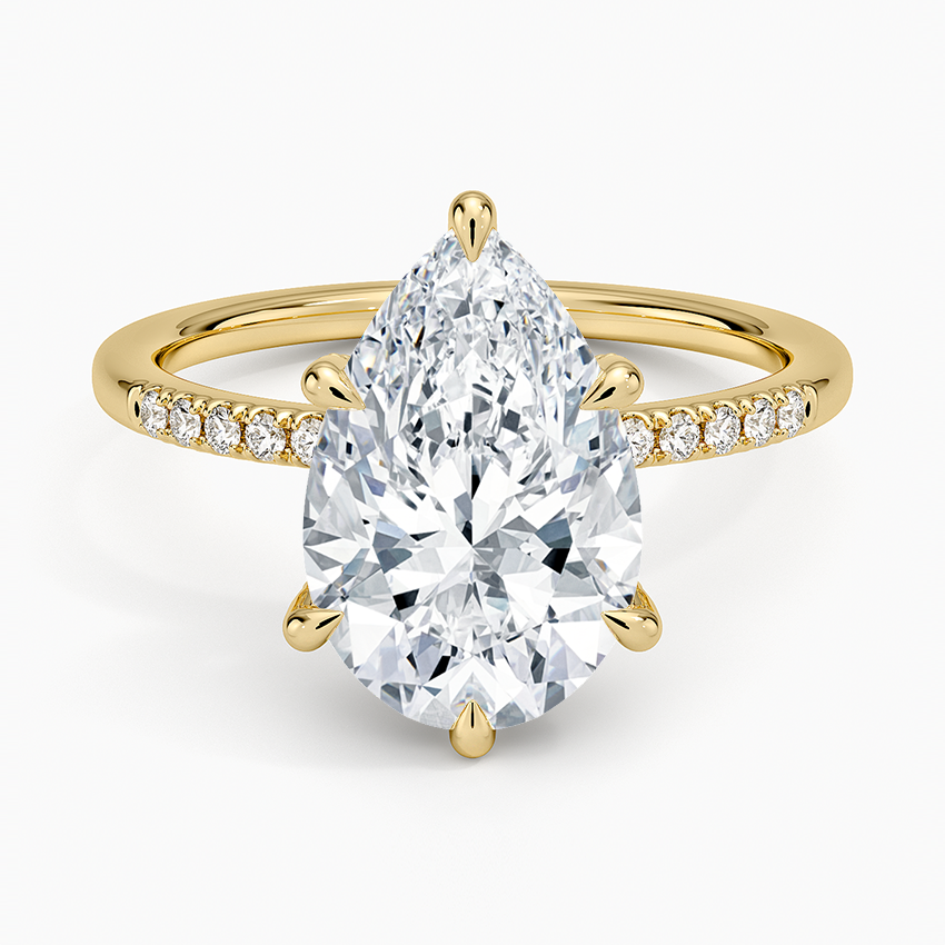 Viviana One-Quarter Coverage Diamond Ring Yellow Gold 18k Pear Engagement Ring