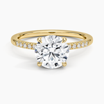 Viviana One-Quarter Coverage Diamond Ring Yellow Gold 18k Round Engagement Ring