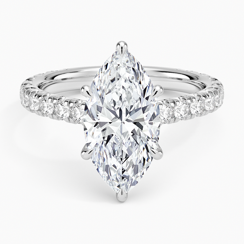 Sienna Three-Quarter Coverage Diamond Ring Platinum Marquise Engagement Ring