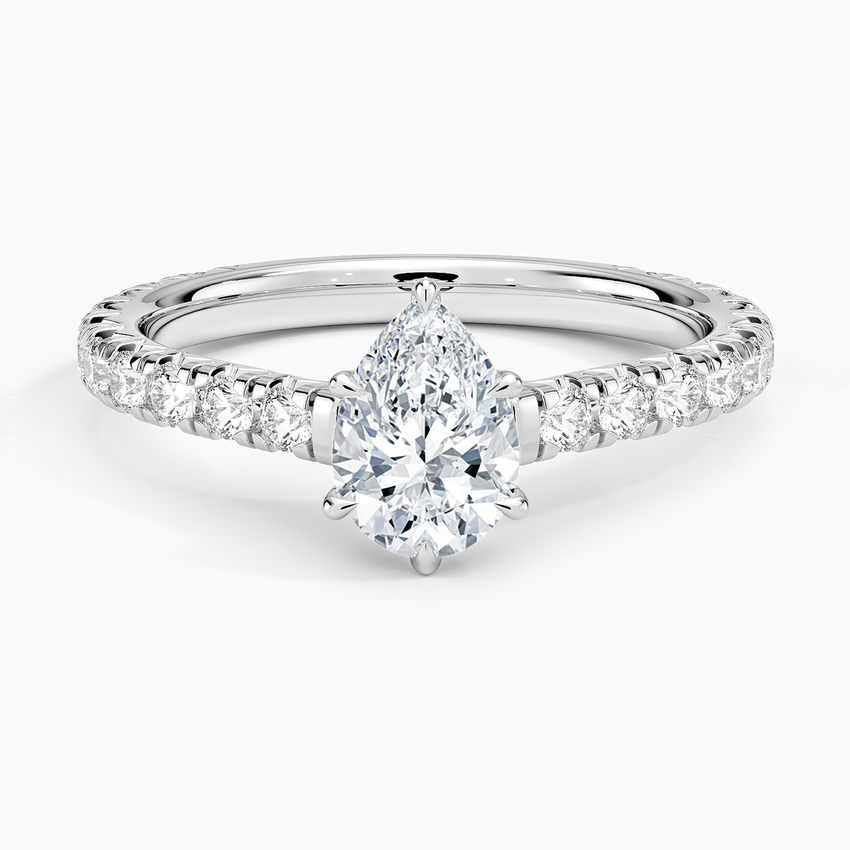 Sienna Three-Quarter Coverage Diamond Ring Platinum Pear Engagement Ring