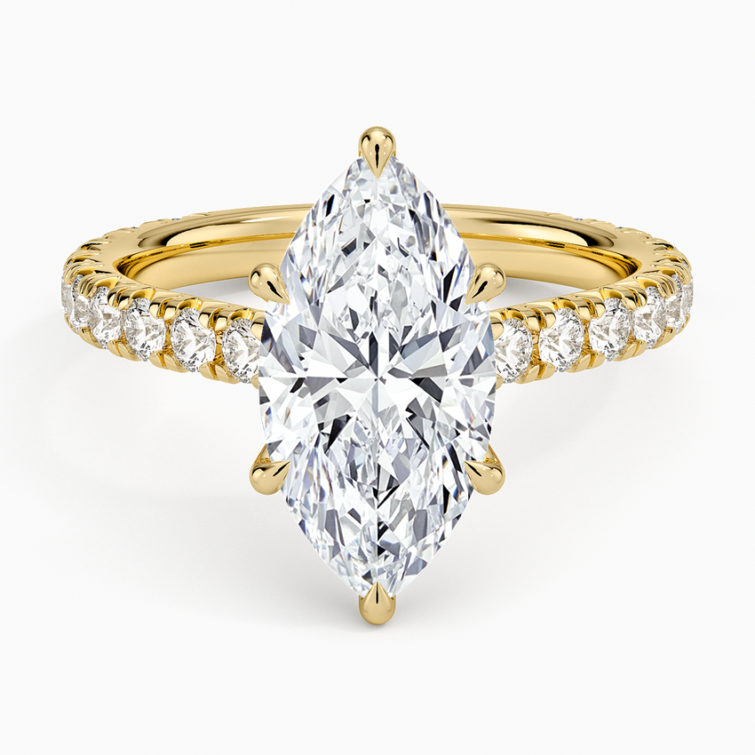 Sienna Three-Quarter Coverage Diamond Ring Yellow Gold 18k Marquise Engagement Ring