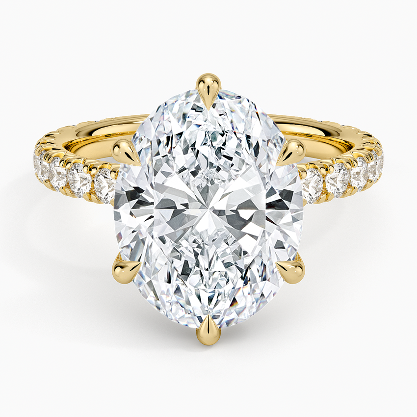 Sienna Three-Quarter Coverage Diamond Ring Yellow Gold 18k Oval Engagement Ring