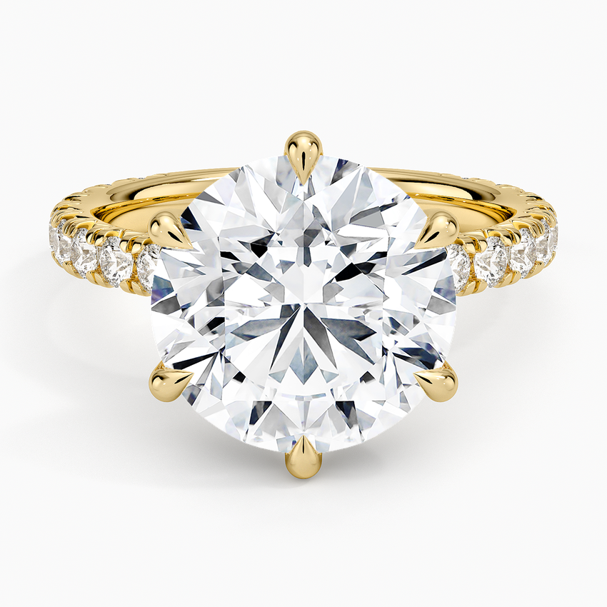 Sienna Three-Quarter Coverage Diamond Ring Yellow Gold 18k Round Engagement Ring