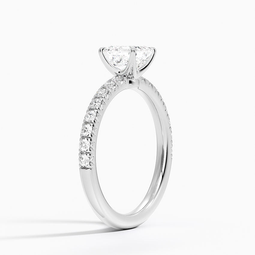 Amelie Half Coverage Diamond Ring Platinum Asscher Engagement Ring