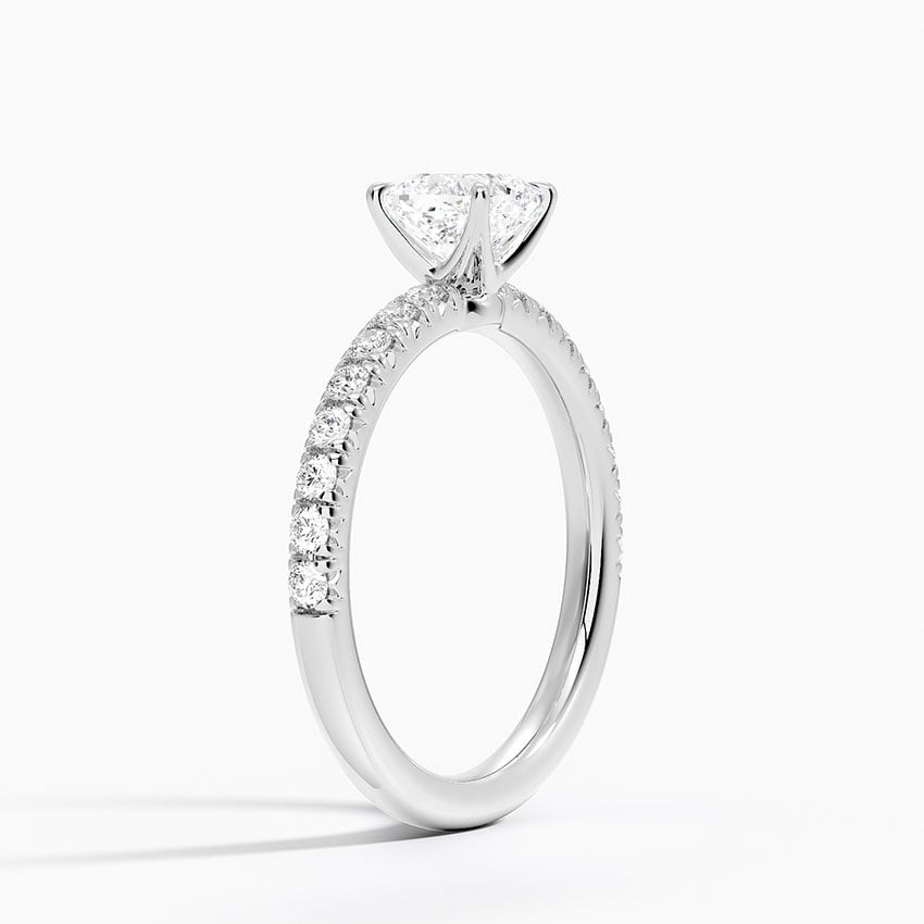 Amelie Half Coverage Diamond Ring Platinum Cushion Engagement Ring