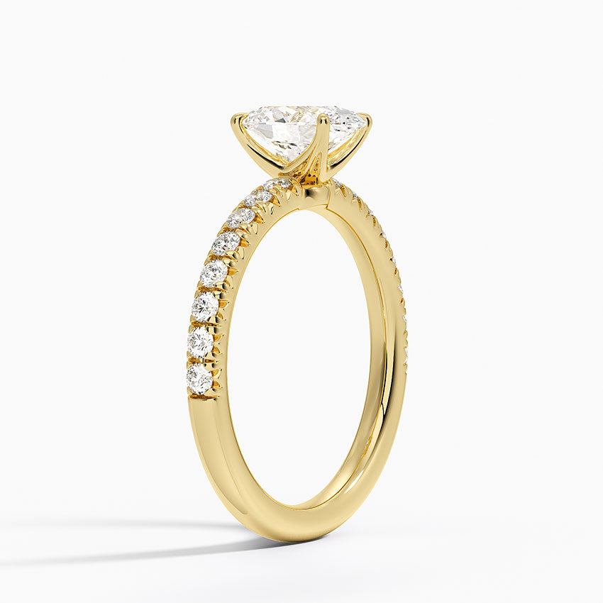 Amelie Half Coverage Diamond Ring Yellow Gold 18k Oval Engagement Ring