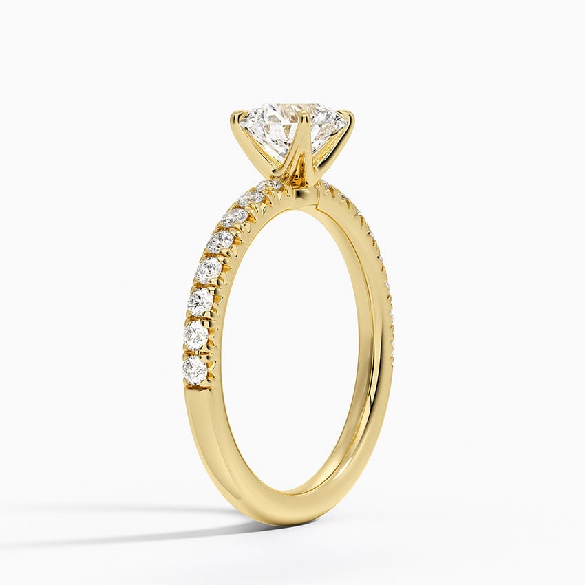 Amelie Half Coverage Diamond Ring Yellow Gold 18k Round Engagement Ring