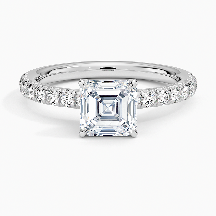 Amelie Half Coverage Diamond Ring Platinum Asscher Engagement Ring
