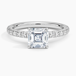 Amelie Half Coverage Diamond Ring Platinum Asscher Engagement Ring