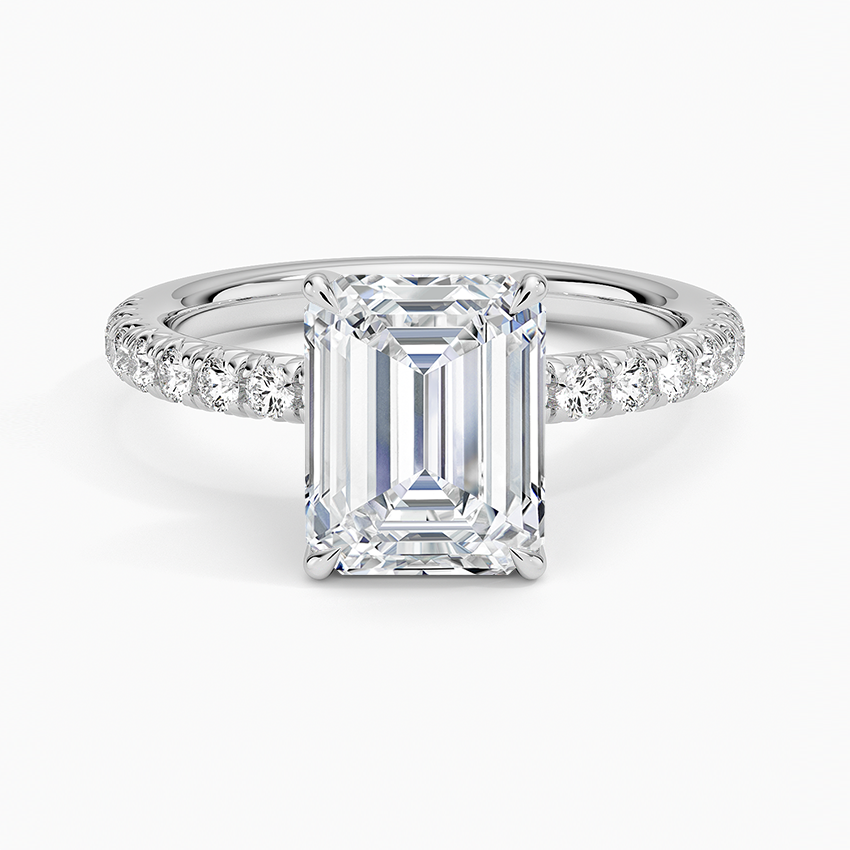 Amelie Half Coverage Diamond Ring Platinum Emerald Engagement Ring