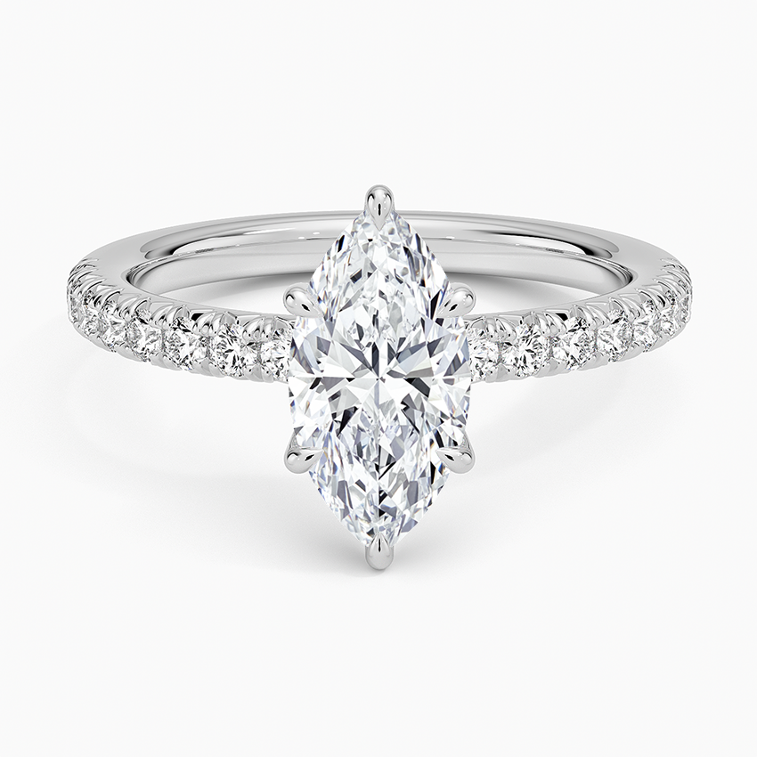 Amelie Half Coverage Diamond Ring Platinum Marquise Engagement Ring
