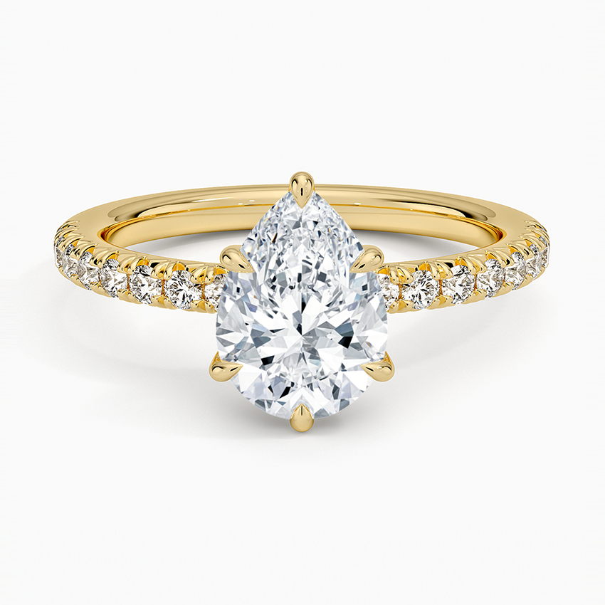 Amelie Half Coverage Diamond Ring Yellow Gold 18k Pear Engagement Ring