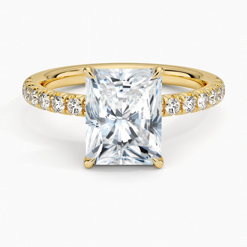 Amelie Half Coverage Diamond Ring Yellow Gold 18k Radiant Engagement Ring